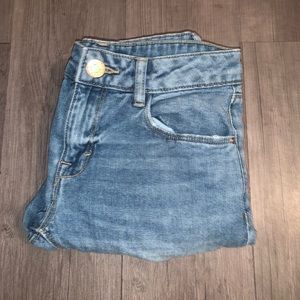 High water boyfriend jeans with rips